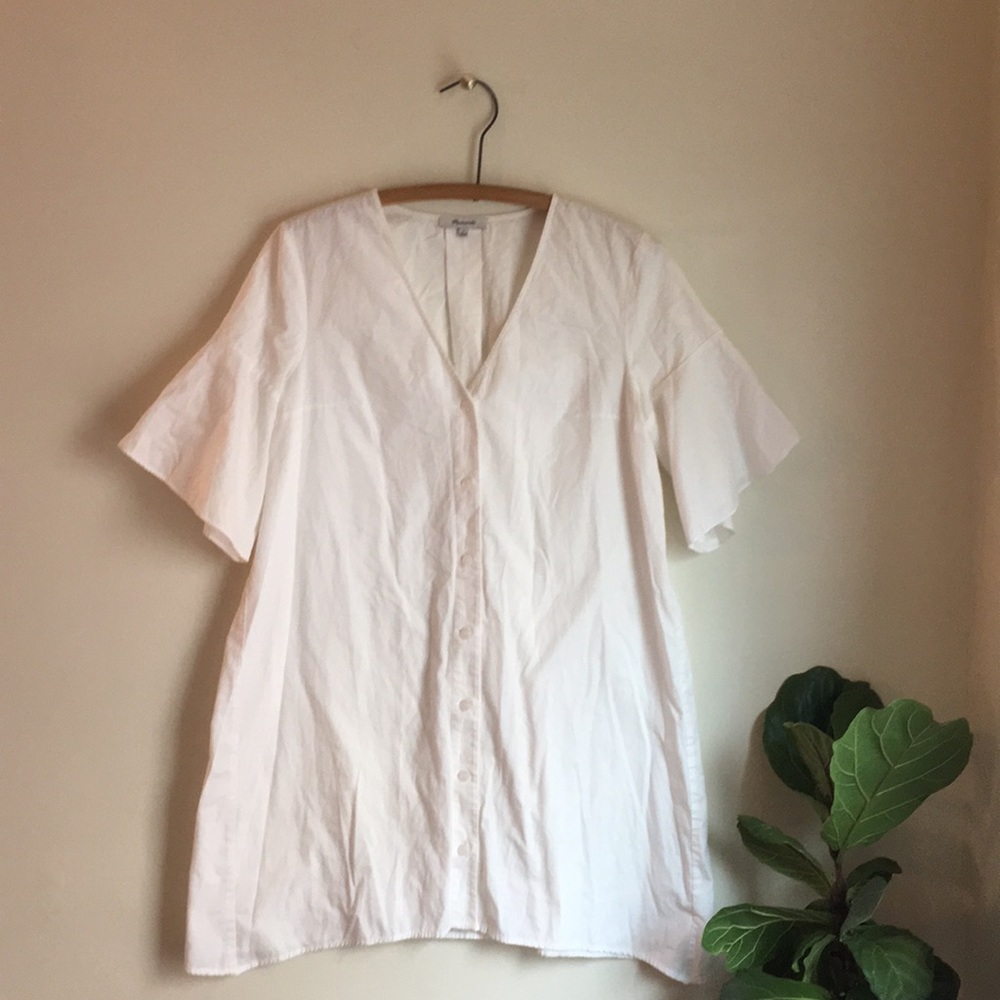 Madewell White Bell Sleeve Shirtdress